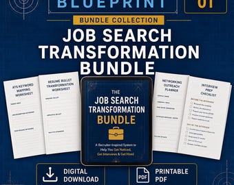 Job Search Journal Bundle | Printable Planner, Tracker & Workbook PDF