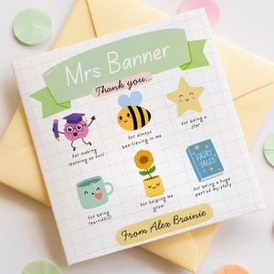 Modelo de Cartão de Agradecimento Personalizado para Professor | Cartão Canva Editável | Fim de Ano Letivo | Presente de Agradecimento ao Professor | Download Instantâneo