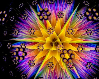 Disko Pusteblume Kaleidoskop - Dichroic Spiegel, Handgefertigter Spiegel aus Pyrex Glas