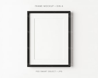 A4 Frame Mockup | Black Vertical Frame Art Display | PSD, JPG | 020