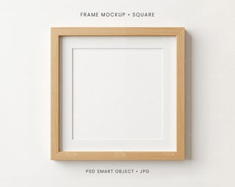 Square Wood Frame Mockup | Rustic Art Display (PSD, JPG)