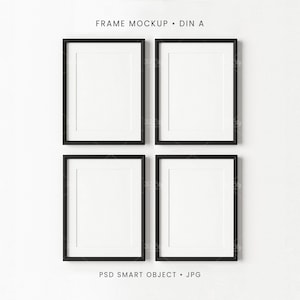 A4 Frame Mockup Set | 4 Vertical Black Frames | PSD, JPG | 017