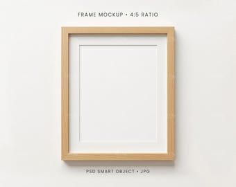 4:5 Frame Mockup | Vertical Frame with Mat PSD, JPG | 020