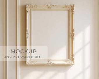 3x4 Ratio Ornate Frame Mockup, JPG PSD Smart Object, Styled Photography Mockup