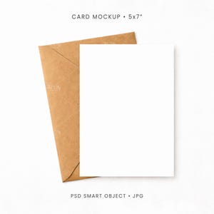 5x7 Card Mockup | Greeting or Invitation Card with Envelope | PSD, JPG | 001