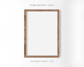 A4 Frame Mockup | Brown Vertical Frame Poster Display | PSD, JPG | 019