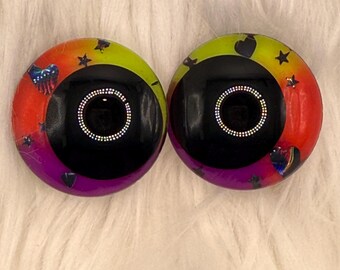 Gas Lighting - Hand Painted Safety Eyes: Amigurumi Crochet Tools (20-40mm, Black/Red/White Pupil)