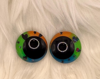 Narcissist - Hand Painted Safety Eyes: Amigurumi Crochet Tools (20-40mm, Black/Red/White Pupil)