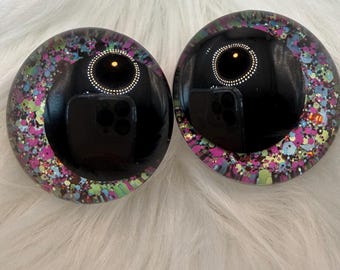 Chaos - Hand Painted Safety Eyes: Amigurumi Crochet Tools (20-40mm, Black/Red/White Pupil)