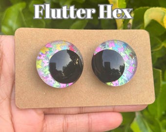 Flutterhex - Hand Painted Safety Eyes: Amigurumi Crochet Tools (25-40mm, Black/Red/White Pupil)