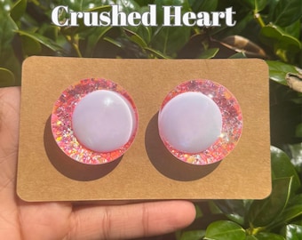 Crushed Heart - Hand Painted Safety Eyes: Amigurumi Crochet Tools (20-40mm, Black/Red/White Pupil)