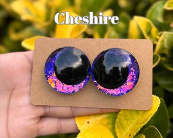 Cheshire Safety Eyes, Kawaii, Hand Painted, Amigurumi, Crochet tools, Sinker Eyes, 20mm, 25mm, 30mm, 35mm, 40mm. Black, red, white pupil