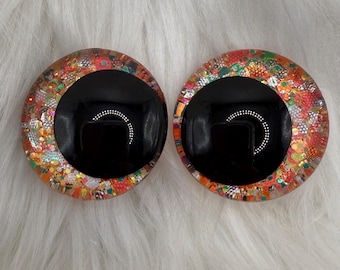 Georgia Peach - Hand Painted Safety Eyes: Amigurumi Crochet Tools (20-40mm, Black/Red/White Pupil)