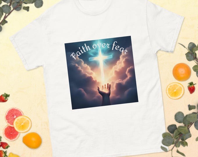 Featured listing image: Faith Over Fear T-Shirt – Inspirational Christian Shirt – Spiritual Motivational Tee