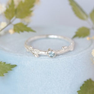 aquamarine oak twig ring