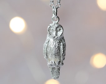 Barn owl silver necklace