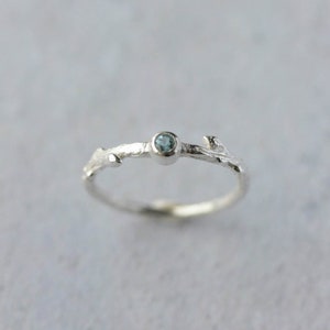 delicate silver oak twig ring