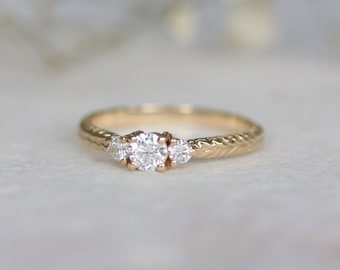 Meadow trilogy diamond gold engagement ring