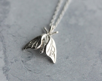 Delicate moth silver necklace