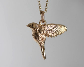 Robin bird gold necklace