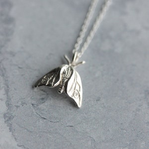 Delicate moth silver necklace