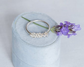 Lavendel bloem zilveren ring