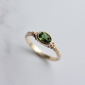 Elder forest green tourmaline gold ring