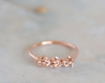 Lavender flower rose gold ring