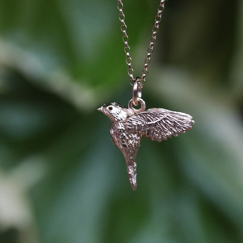 Solid Gold Robin Bird Necklace Etsy