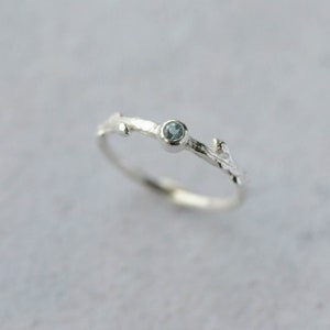 aquamarine oak branch ring