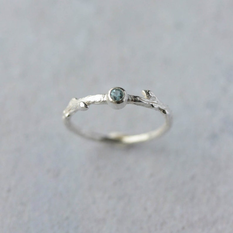 delicate silver oak twig ring