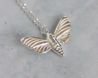Hawk moth silver necklace