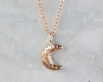 Little crescent moon gold necklace