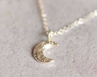 Delicate crescent moon silver necklace