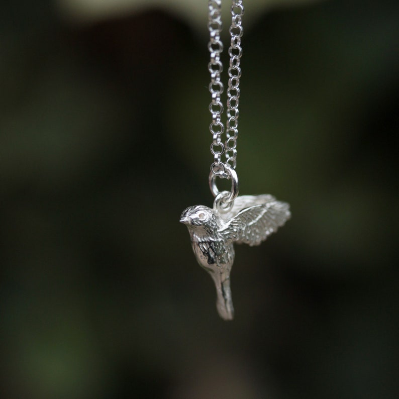 Robin bird silver necklace image 8