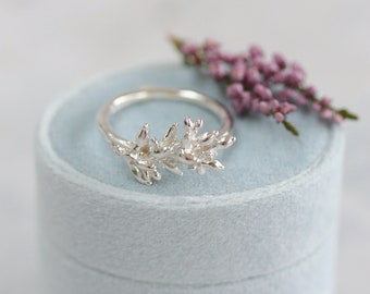 Heather flower silver ring