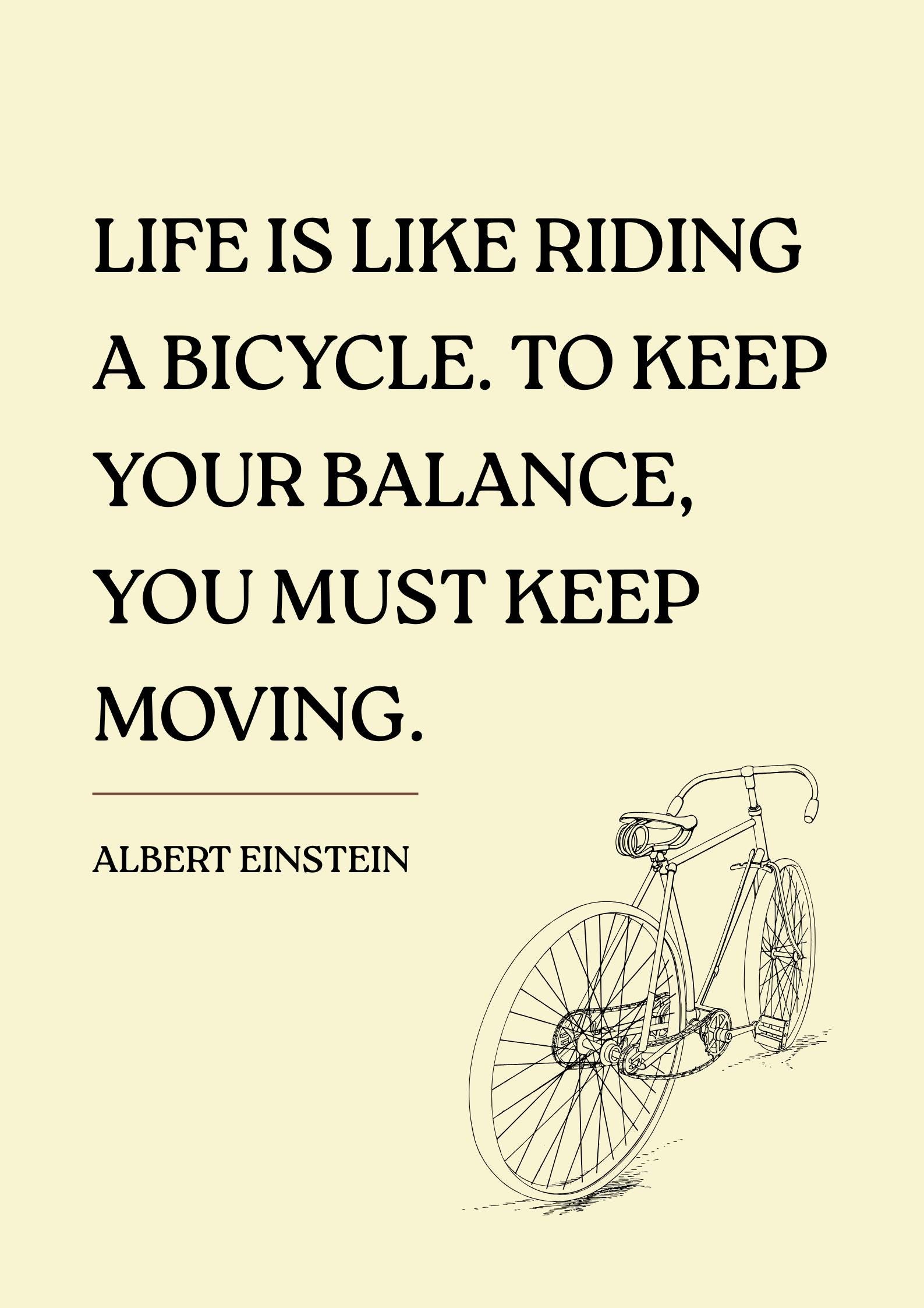 Life is Like Riding a Bicycle Quote Print – Albert Einstein ...