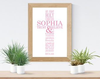 First communion sign - Girls 1st communion poster -  5x7 Print