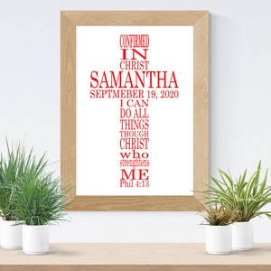 Confirmation sign - Confirmation poster - Confirmation Prayer - Confirmed Banner - Confirmed in Christ - Confirmation Sign- Free Shipping