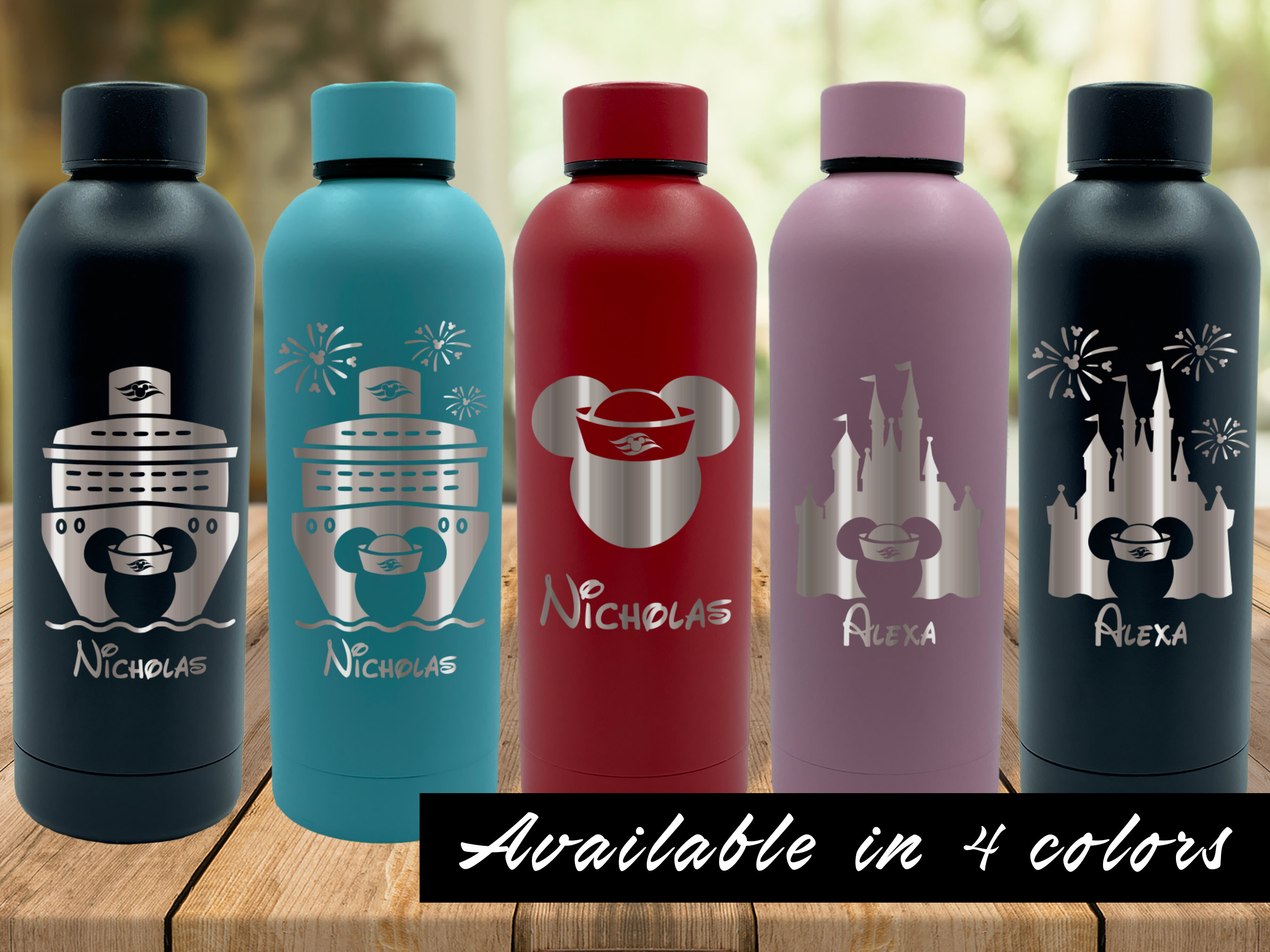 Disney Cruise Laser Engraved 17oz Stainless Steel Water Bottles  Personalized Water Bottle 