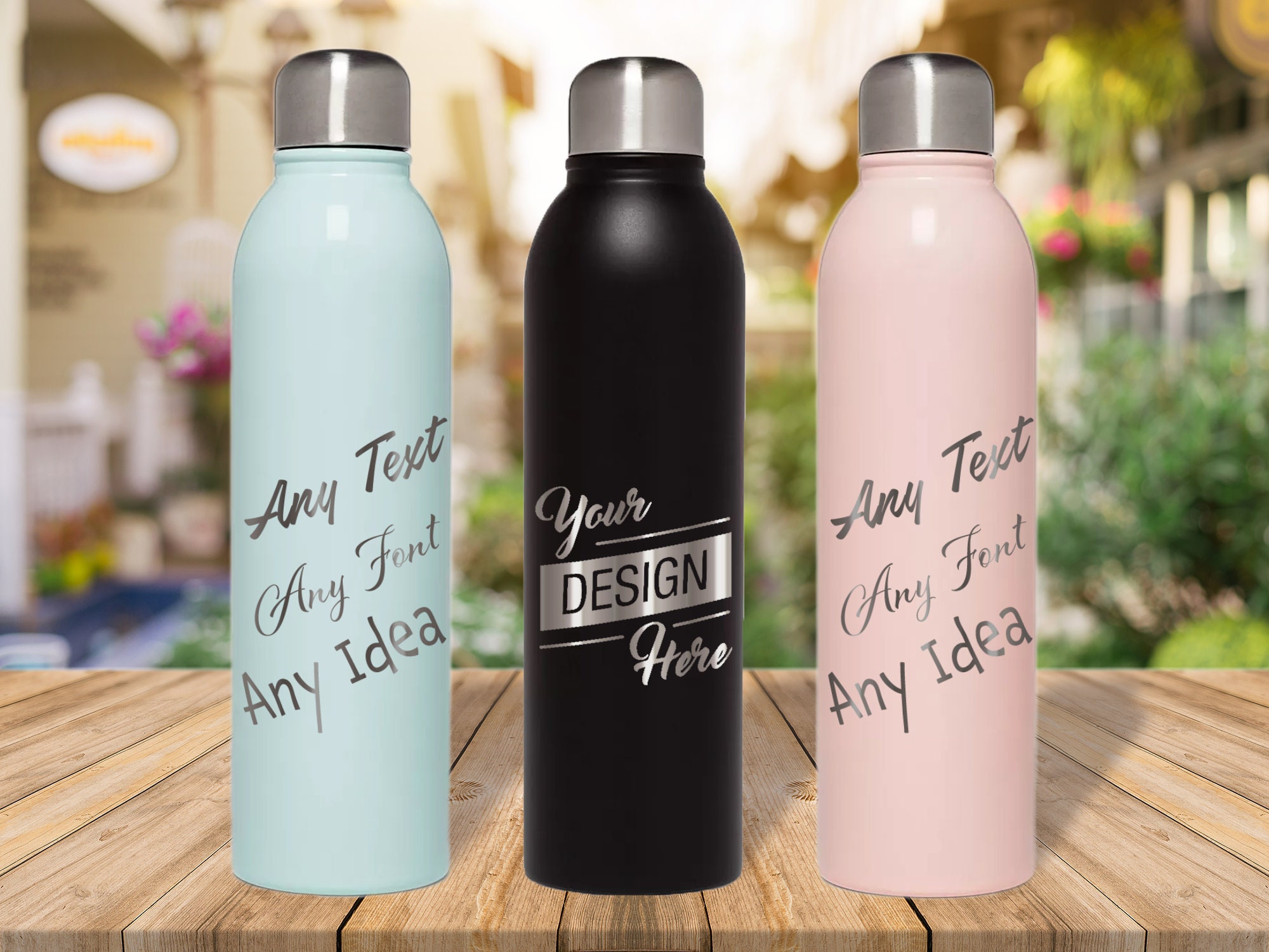 WATER BOTTLE  WITH YOUR OWN DESIGN/PICTURES/TEXT PERSONALISED FREE 