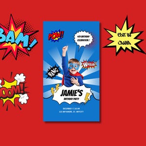 Superhero Birthday Digital Invitation