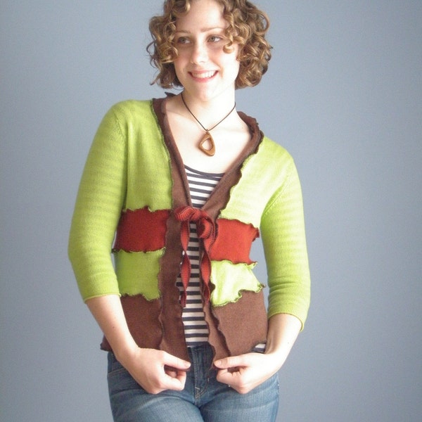 Cashmere SALE Key Lime Cardigan M/L - Made from Upcycled Cashmere Sweaters