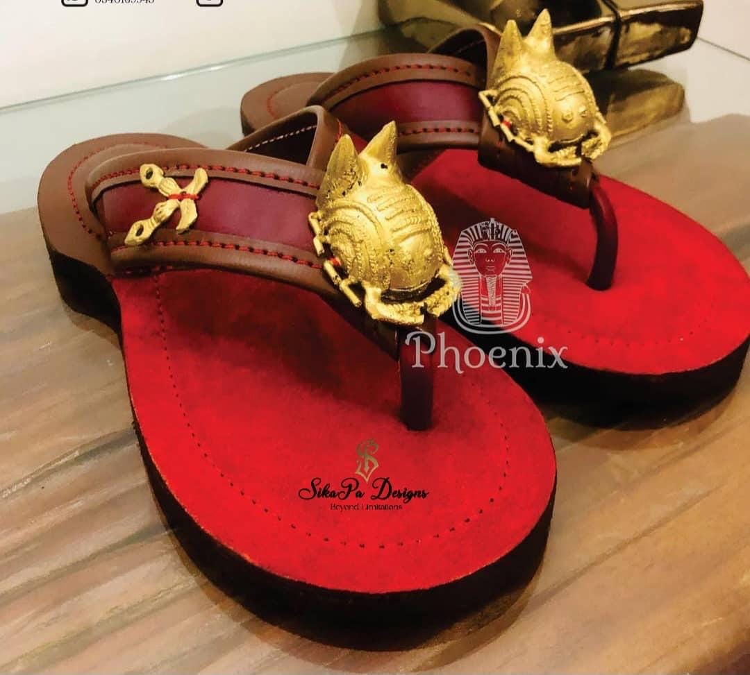 Ahenema Slippers, African Slippers, Leather Slippers, Cross  display picture 2