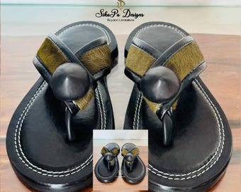 Ahenema Slippers, African slippers, leather slippers, cross slippers, African wedding slippers, traditional slippers, royal slippers