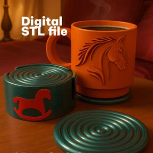 Posavasos minimalista para café (archivo STL) – Organizador de escritorio moderno – Soporte para tazas imprimible en 3D – 3DrenderSphere