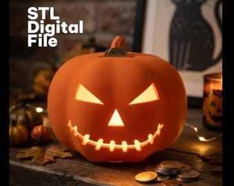 Pompoen spaarpot STL, Halloween munthouder, 3D printbare lantaarn, digitale download