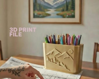 Mountain Ridge Desk Organizer STL | Architect Office Decor | 3D Print File