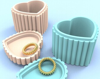Caja de joyería con forma de corazón imprimible en 3D: Diseño poligonal STL (Descarga digital)