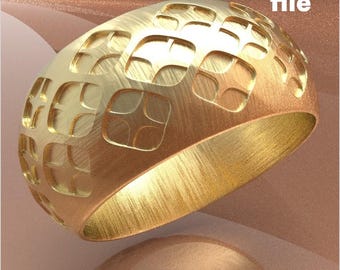 Brede manchetarmband STL, getextureerd sculpturaal statement sieraad, 3D-printbaar ontwerp